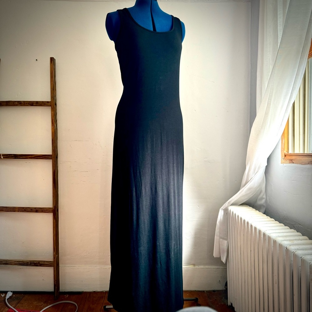Black Jersey Sleeveless Maxi with Racer Back